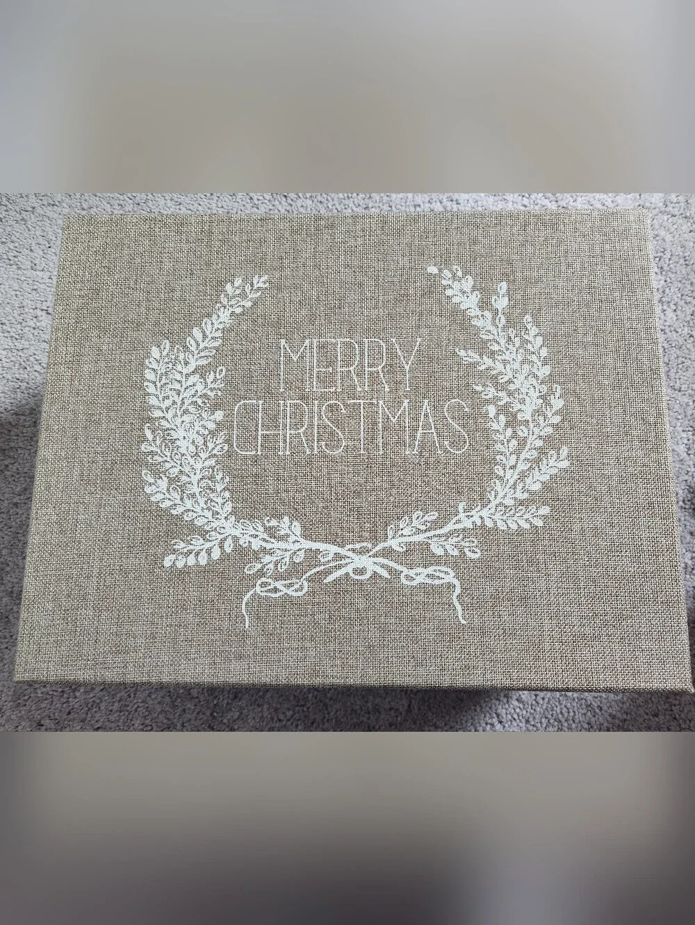 Sheffield Home Neutral Burlap 'Merry Christmas' Wreath Pillow Cover